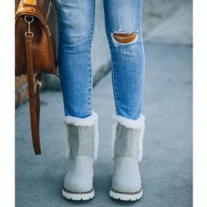 Nordic Faux Fur Trim Boot In Grey